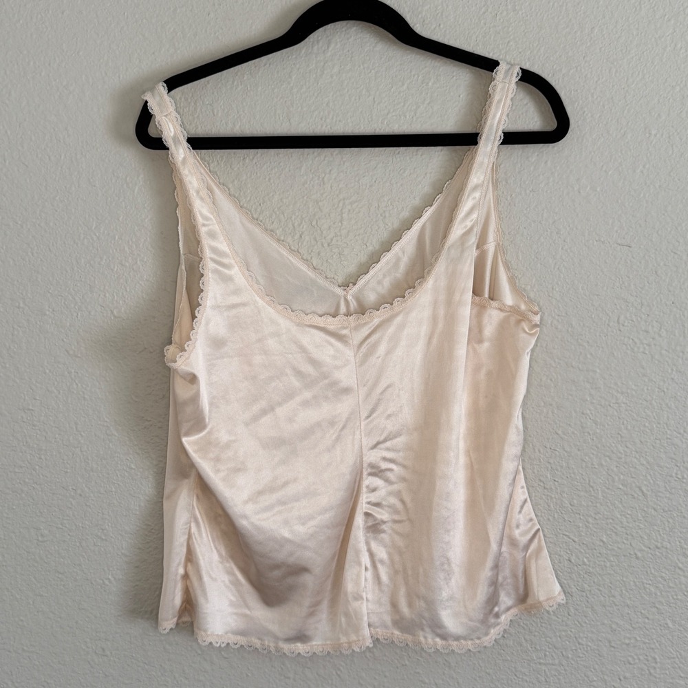 Vintage Y2K Nude Lace Trim Camisole Tank Top Womens XL 42 Regency Minimalist‎ - Picture 2 of 6
